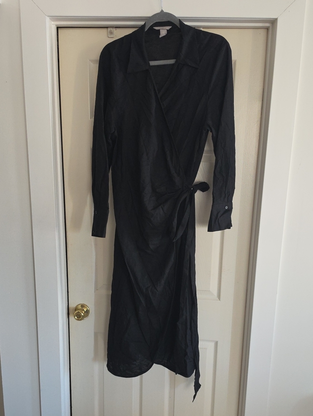 Classic Black Wrap Shirt Dress